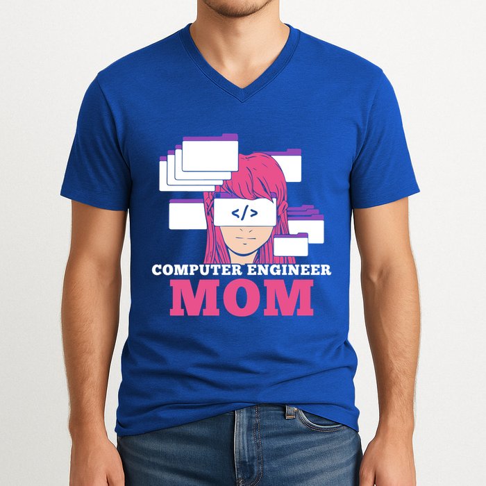 Computer Engineer Mom Coder Coding Programmer Programming Gift V-Neck T-Shirt