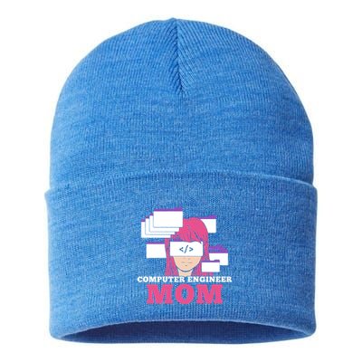 Computer Engineer Mom Coder Coding Programmer Programming Gift Sustainable Knit Beanie