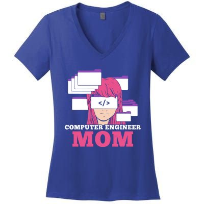 Computer Engineer Mom Coder Coding Programmer Programming Gift Women's V-Neck T-Shirt