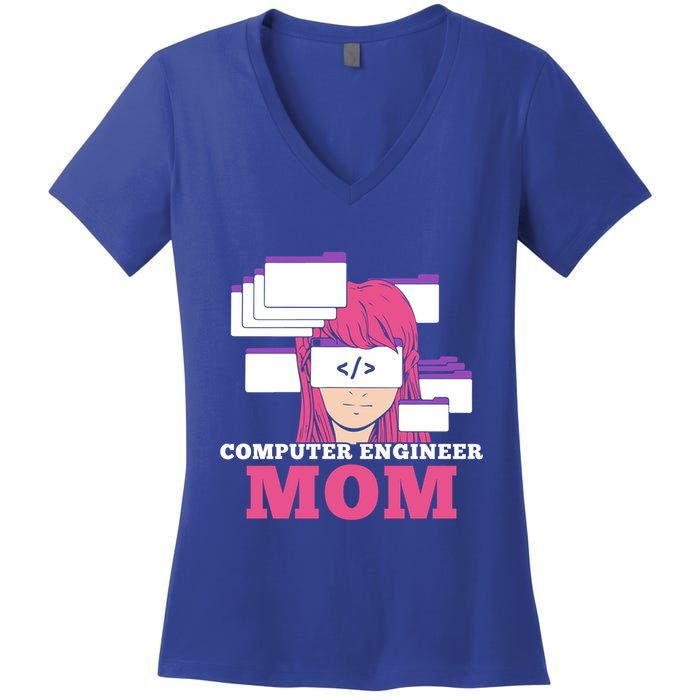 Computer Engineer Mom Coder Coding Programmer Programming Gift Women's V-Neck T-Shirt