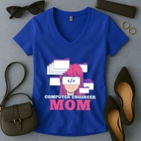 Computer Engineer Mom Coder Coding Programmer Programming Gift Women's V-Neck T-Shirt