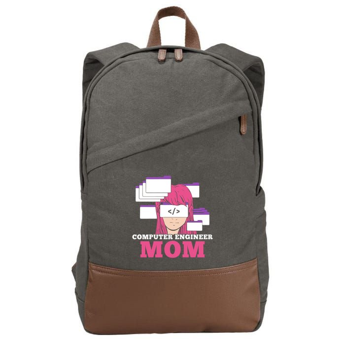 Computer Engineer Mom Coder Coding Programmer Programming Gift Cotton Canvas Backpack