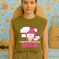 Computer Engineer Mom Coder Coding Programmer Programming Gift Garment-Dyed Women's Muscle Tee