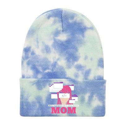 Computer Engineer Mom Coder Coding Programmer Programming Gift Tie Dye 12in Knit Beanie