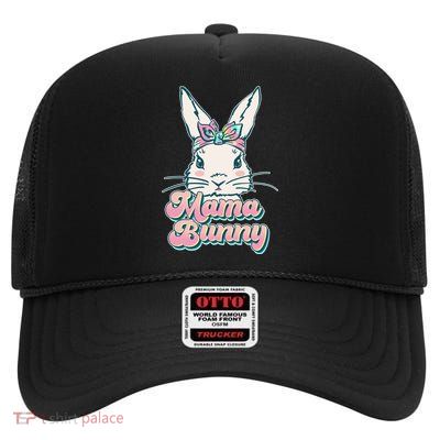 Cute Easter Mama Bunny High Crown Mesh Back Trucker Hat
