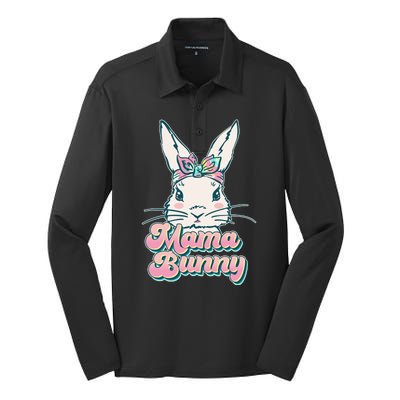 Cute Easter Mama Bunny Silk Touch Performance Long Sleeve Polo