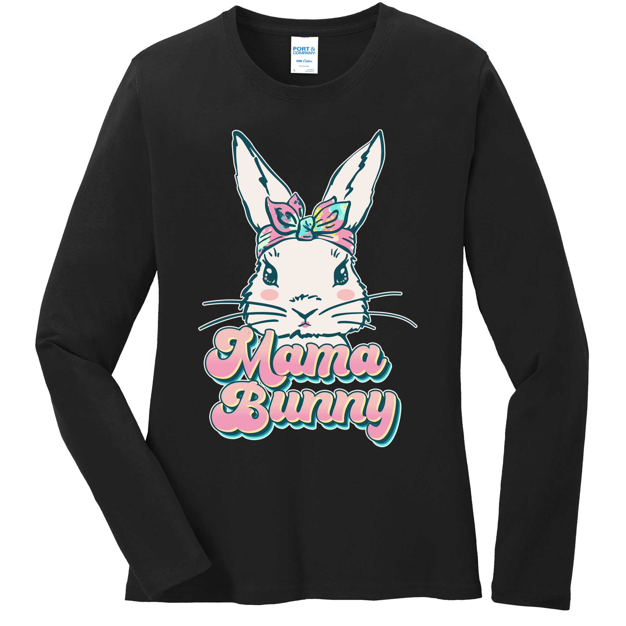 Cute Easter Mama Bunny Ladies Long Sleeve Shirt