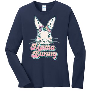 Cute Easter Mama Bunny Ladies Long Sleeve Shirt