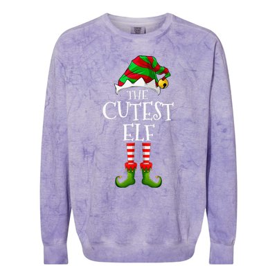 Cutest Elf Matching Family Group Christmas Party Elf Colorblast Crewneck Sweatshirt