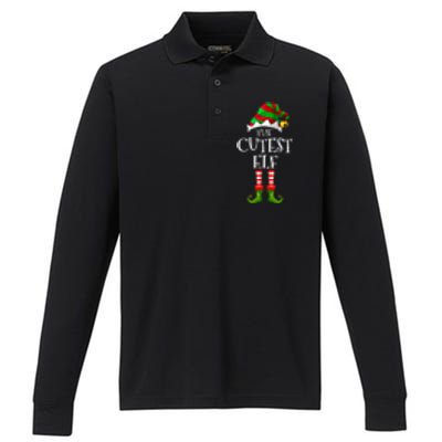 Cutest Elf Matching Family Group Christmas Party Elf Performance Long Sleeve Polo