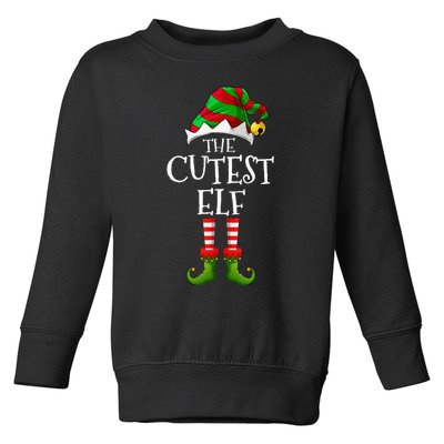 Cutest Elf Matching Family Group Christmas Party Elf Toddler Sweatshirt