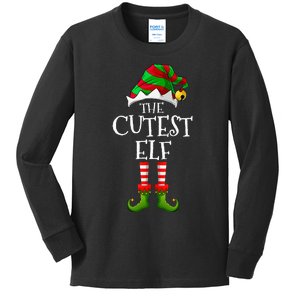 Cutest Elf Matching Family Group Christmas Party Elf Kids Long Sleeve Shirt