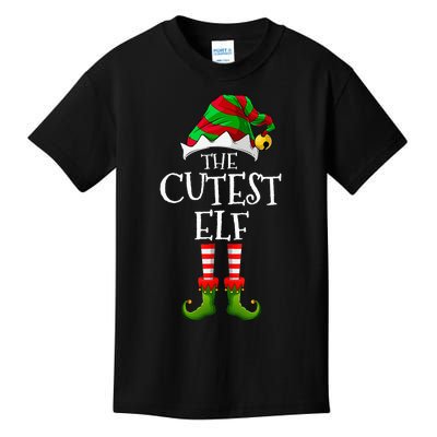 Cutest Elf Matching Family Group Christmas Party Elf Kids T-Shirt