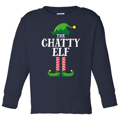 Chatty Elf Matching Family Group Christmas Party Funny Elf Toddler Long Sleeve Shirt