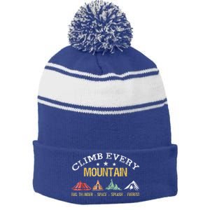 Climb Every Mountain Big Thunder Space Splashs Everests Gift Stripe Pom Pom Beanie