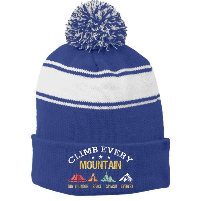 Climb Every Mountain Big Thunder Space Splashs Everests Gift Stripe Pom Pom Beanie