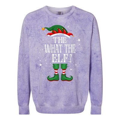 Christmas Elf Matching Family Group Funny The What The Elf? Gift Colorblast Crewneck Sweatshirt