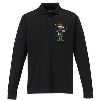 Christmas Elf Matching Family Group Funny The What The Elf? Gift Performance Long Sleeve Polo