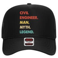 Civil Engineer Man Myth Legend High Crown Mesh Back Trucker Hat