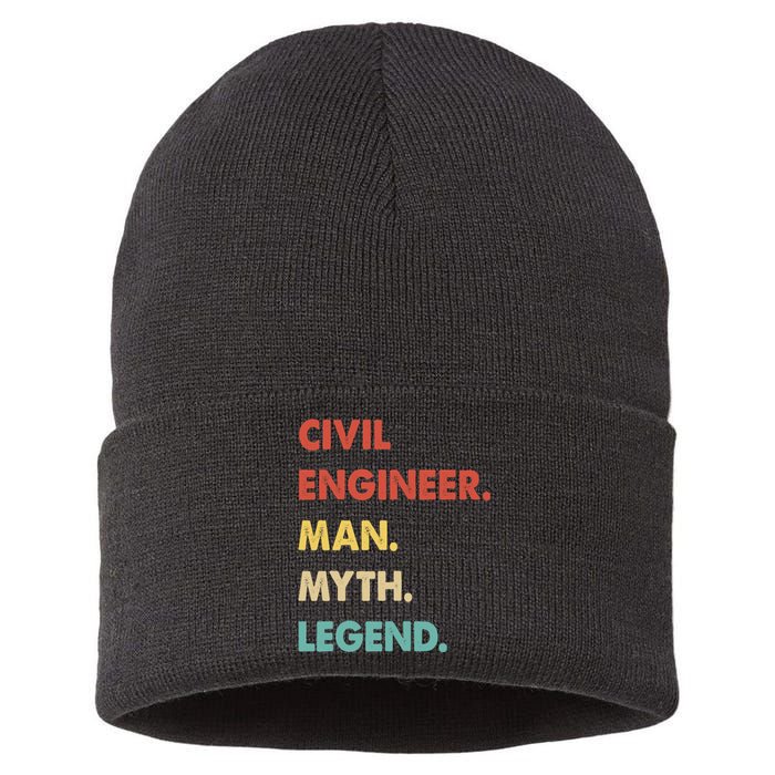 Civil Engineer Man Myth Legend Sustainable Knit Beanie