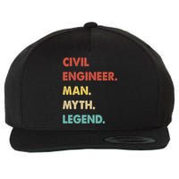 Civil Engineer Man Myth Legend Wool Snapback Cap