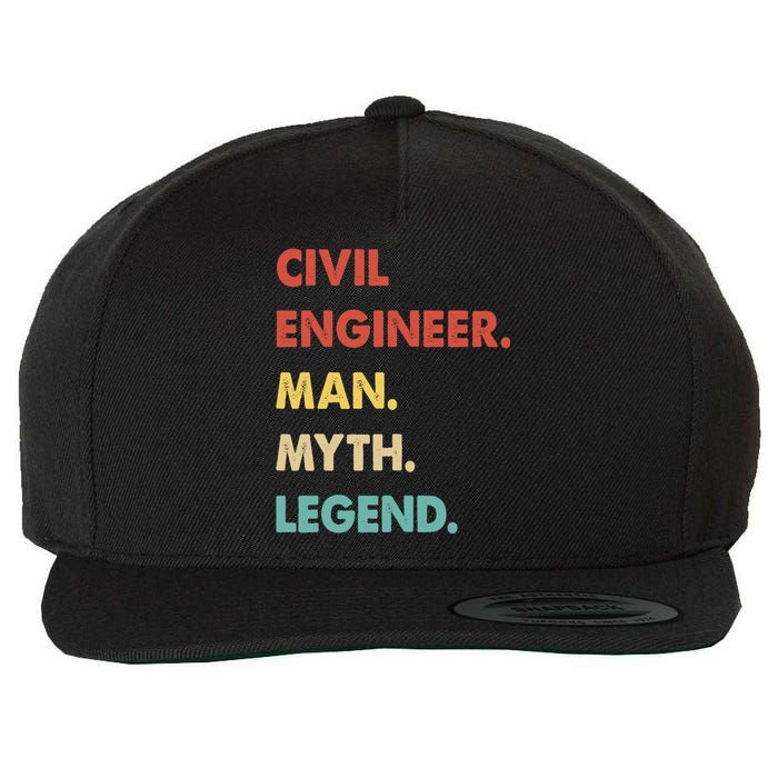 Civil Engineer Man Myth Legend Wool Snapback Cap