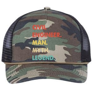 Civil Engineer Man Myth Legend Retro Rope Trucker Hat Cap