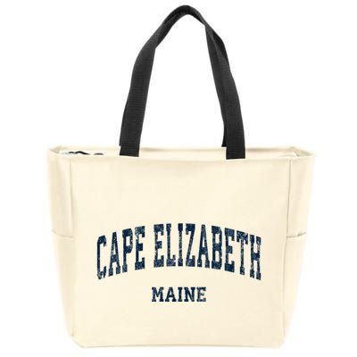 Cape Elizabeth Maine Me Vintage Varsity Sports Zip Tote Bag