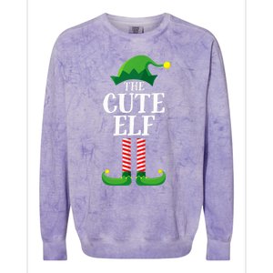 Cute Elf Matching Family Group Christmas Party Funny Elf Colorblast Crewneck Sweatshirt