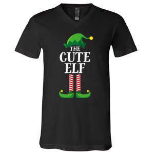 Cute Elf Matching Family Group Christmas Party Funny Elf V-Neck T-Shirt