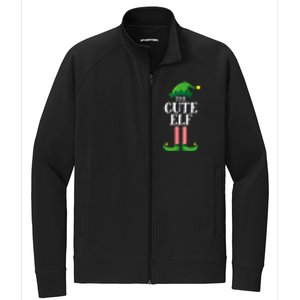 Cute Elf Matching Family Group Christmas Party Funny Elf Stretch Full-Zip Cadet Jacket