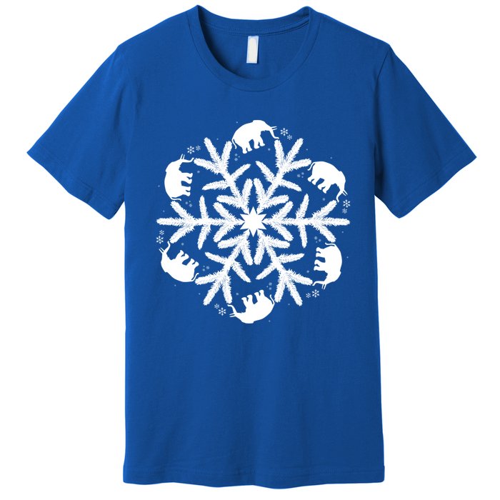 Christmas Elephant Meaningful Gift Winter Snowflake Gift Premium T-Shirt