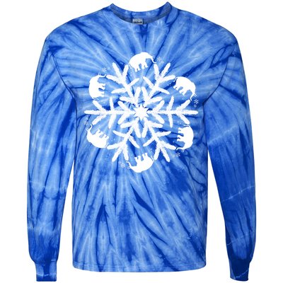 Christmas Elephant Meaningful Gift Winter Snowflake Gift Tie-Dye Long Sleeve Shirt