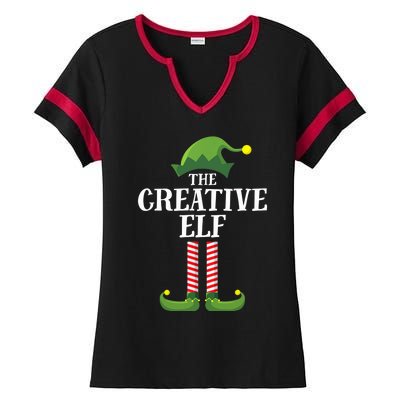 Creative Elf Matching Family Group Christmas Party Ladies Halftime Notch Neck Tee