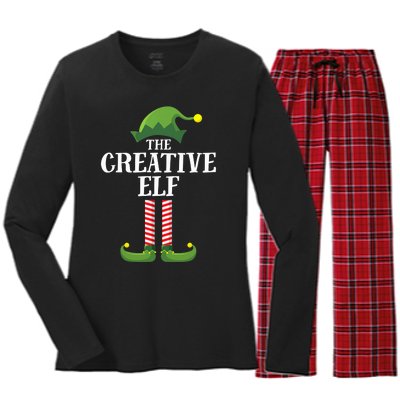 Creative Elf Matching Family Group Christmas Party Women's Long Sleeve Flannel Pajama Set 