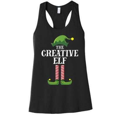 Creative Elf Matching Family Group Christmas Party Women's Racerback Tank