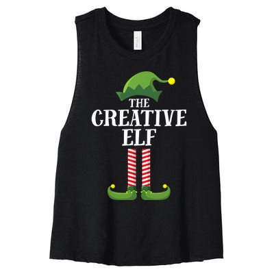 Creative Elf Matching Family Group Christmas Party Women's Racerback Cropped Tank