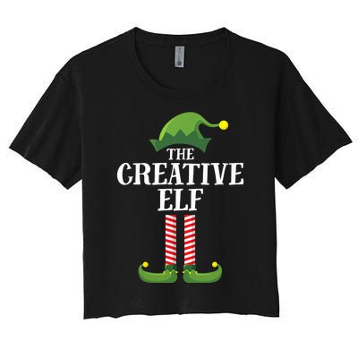 Creative Elf Matching Family Group Christmas Party Women's Crop Top Tee