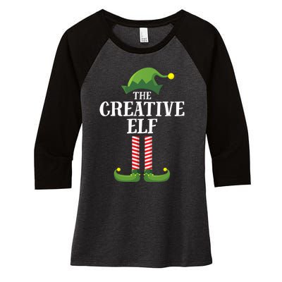 Creative Elf Matching Family Group Christmas Party Women's Tri-Blend 3/4-Sleeve Raglan Shirt