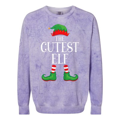 Cutest Elf Matching Group Xmas Funny Family Christmas Colorblast Crewneck Sweatshirt