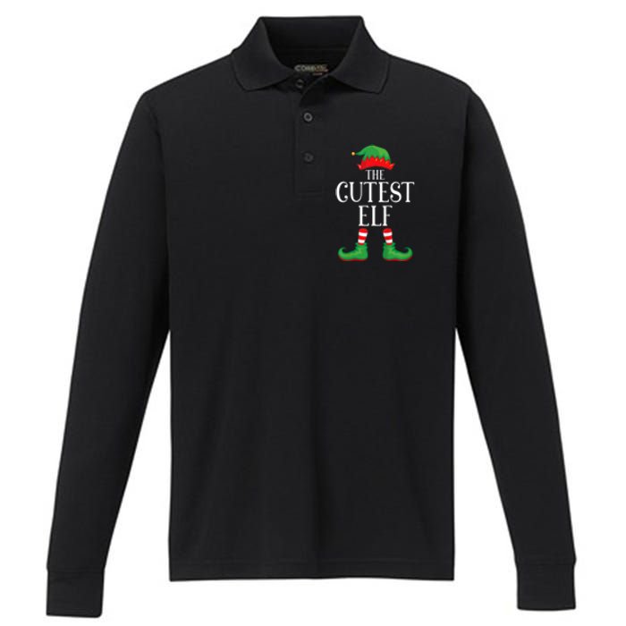 Cutest Elf Matching Group Xmas Funny Family Christmas Performance Long Sleeve Polo