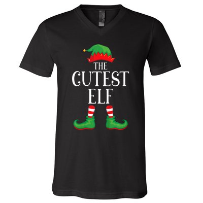 Cutest Elf Matching Group Xmas Funny Family Christmas V-Neck T-Shirt