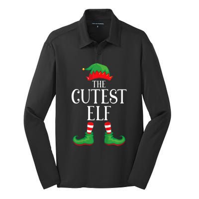 Cutest Elf Matching Group Xmas Funny Family Christmas Silk Touch Performance Long Sleeve Polo