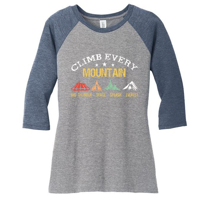 Climb Every Mountain Big Thunder Space Splashs Everests Women's Tri-Blend 3/4-Sleeve Raglan Shirt