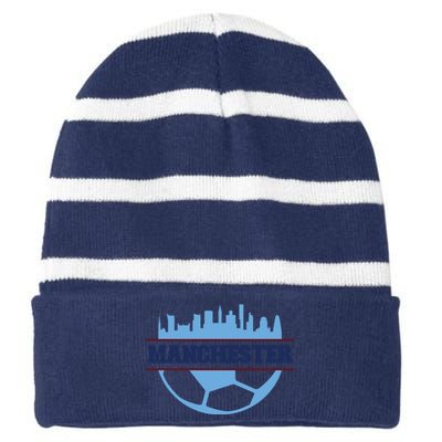 Cool England Manchester City FC Soccer Jersey Striped Beanie with Solid Band