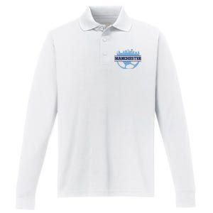 Cool England Manchester City FC Soccer Jersey Performance Long Sleeve Polo