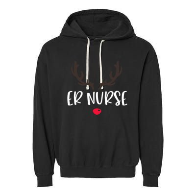 Christmas Er Nurse Rudolph Emergency Room Christmas Pajamas Cool Gift Garment-Dyed Fleece Hoodie