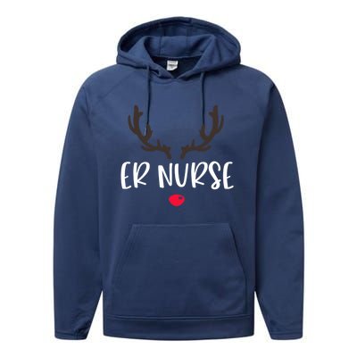 Christmas Er Nurse Rudolph Emergency Room Christmas Pajamas Cool Gift Performance Fleece Hoodie