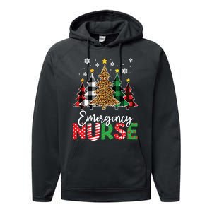 Christmas Er Nursing Women Xmas Tree Emergency Nurse Performance Fleece Hoodie