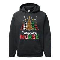 Christmas Er Nursing Women Xmas Tree Emergency Nurse Performance Fleece Hoodie